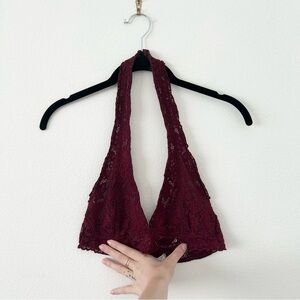 Xhilaration Dark Red Lace Halter Bralette